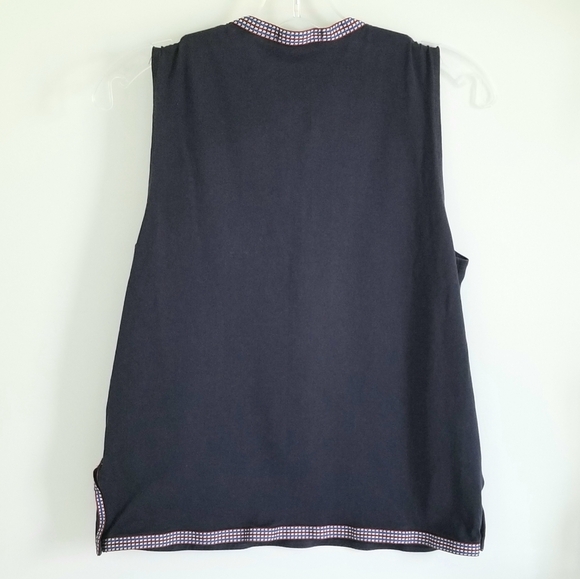 J. Crew navy cotton sleeveless top red blue trim v-neck - Picture 6 of 7